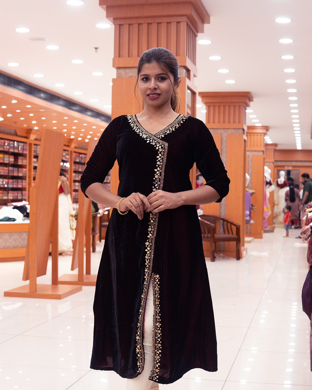 Women's  Wrap Style Velvet Kurthi -R491