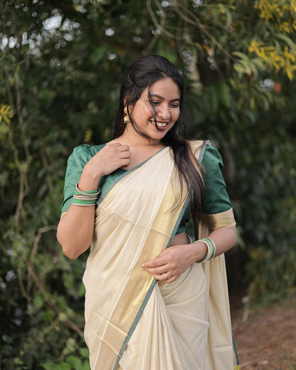 Tissue Kerala Set Saree – Janhvi Kapoor Parem Sundari Movie Look -G353