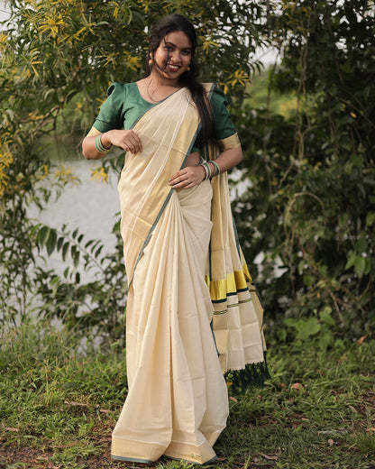 Tissue Kerala Set Saree – Janhvi Kapoor Parem Sundari Movie Look -G353