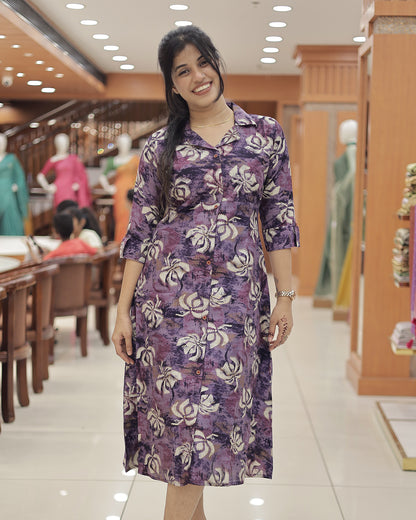 Women's  Casual A-line Kurti -G343
