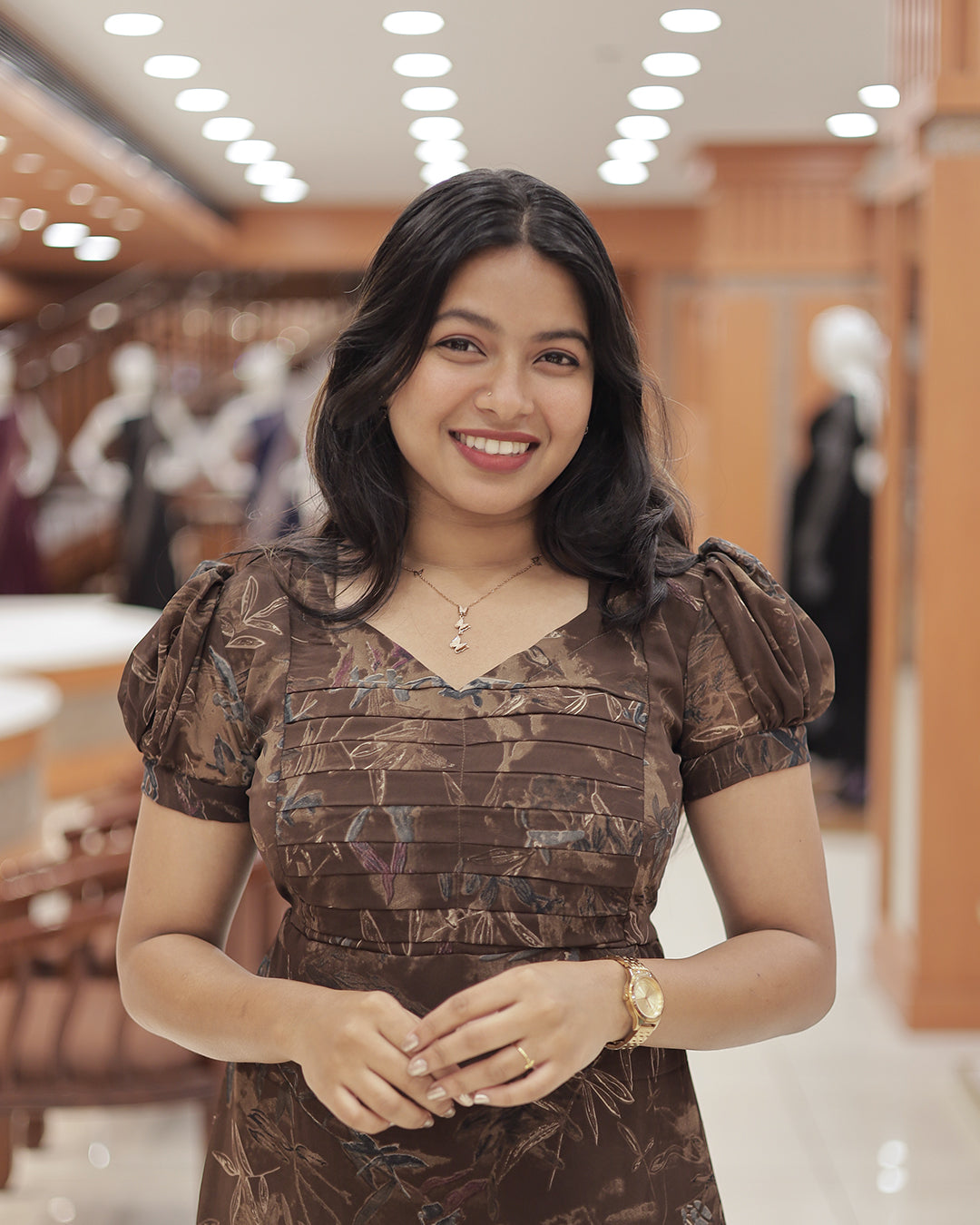 Women’s Georgette Frock with Front Cross Pleats -G383