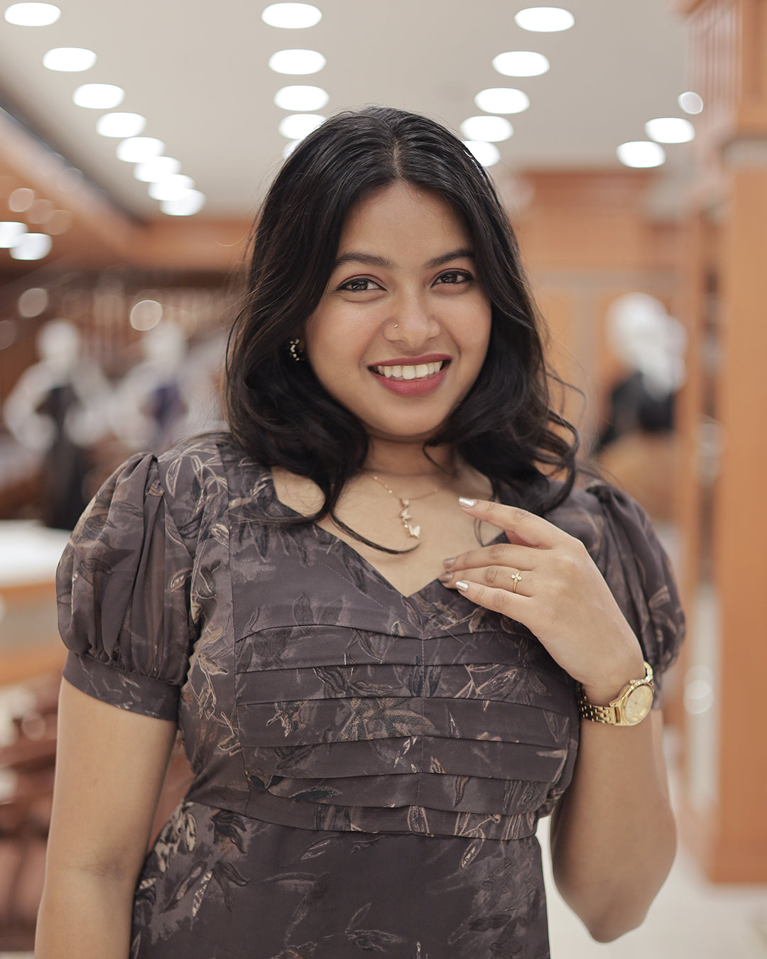 Women’s Georgette Frock with Front Cross Pleats -G383