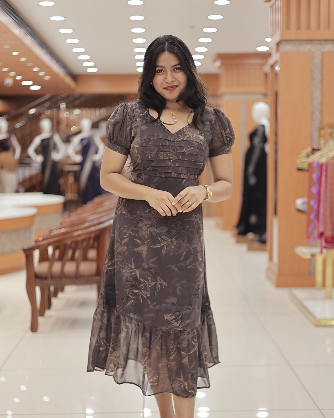 Women’s Georgette Frock with Front Cross Pleats -G383