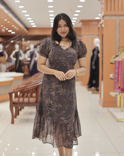 Women’s Georgette Frock with Front Cross Pleats -G383