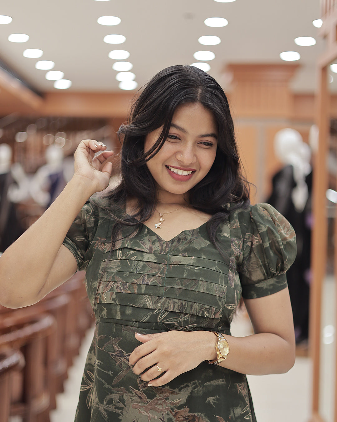 Women’s Georgette Frock with Front Cross Pleats -G383