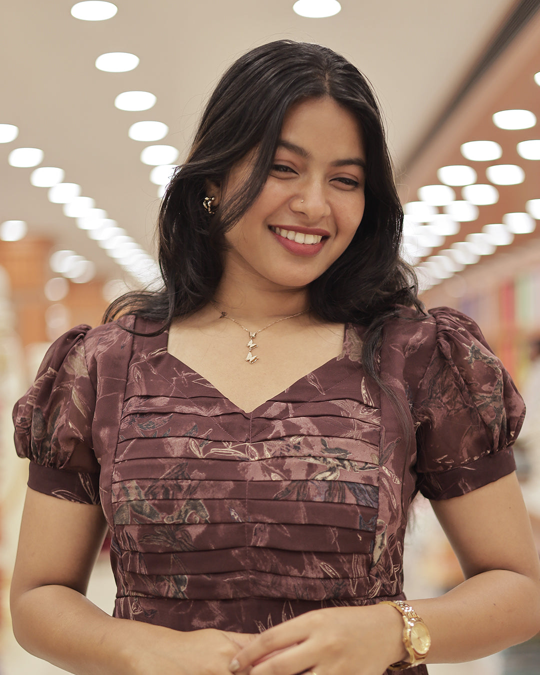 Women’s Georgette Frock with Front Cross Pleats -G383