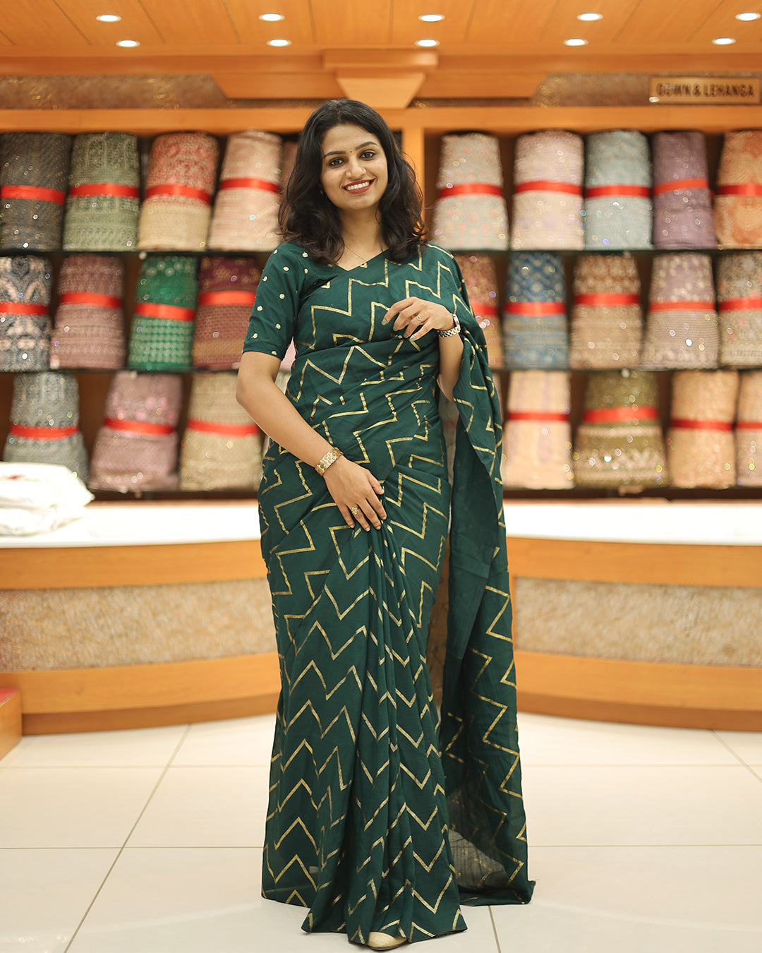 Vichitra Silk Sarees with Golden Stripes - G217