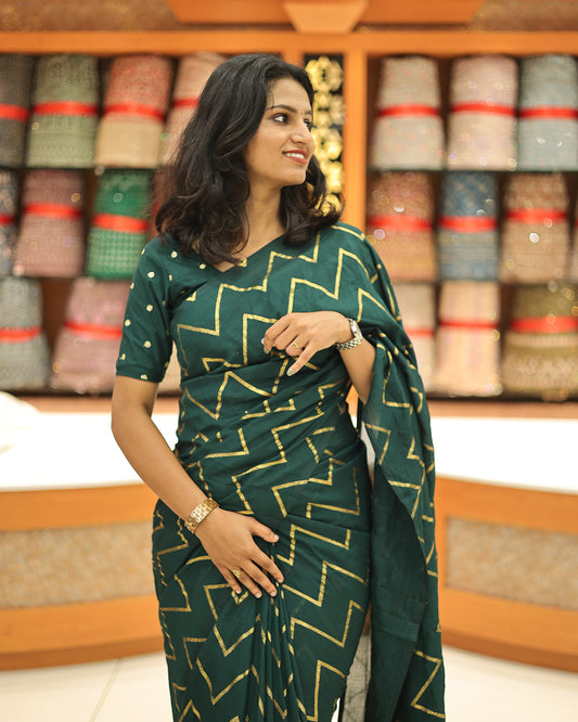 Vichitra Silk Sarees with Golden Stripes - G217