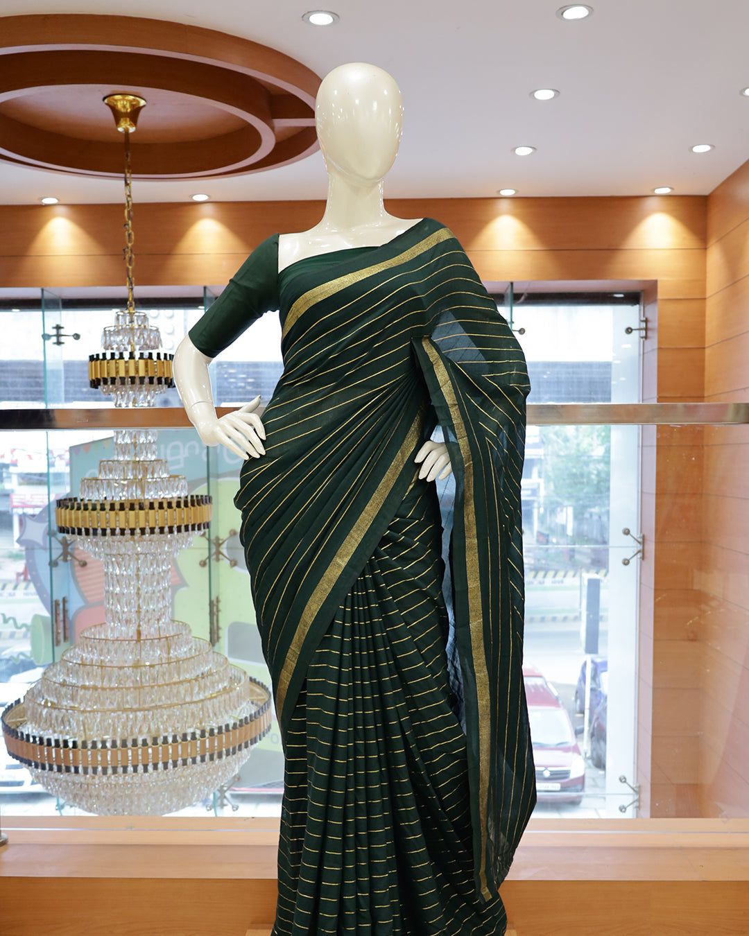 Vichitra Silk Sarees with Golden Stripes - G201