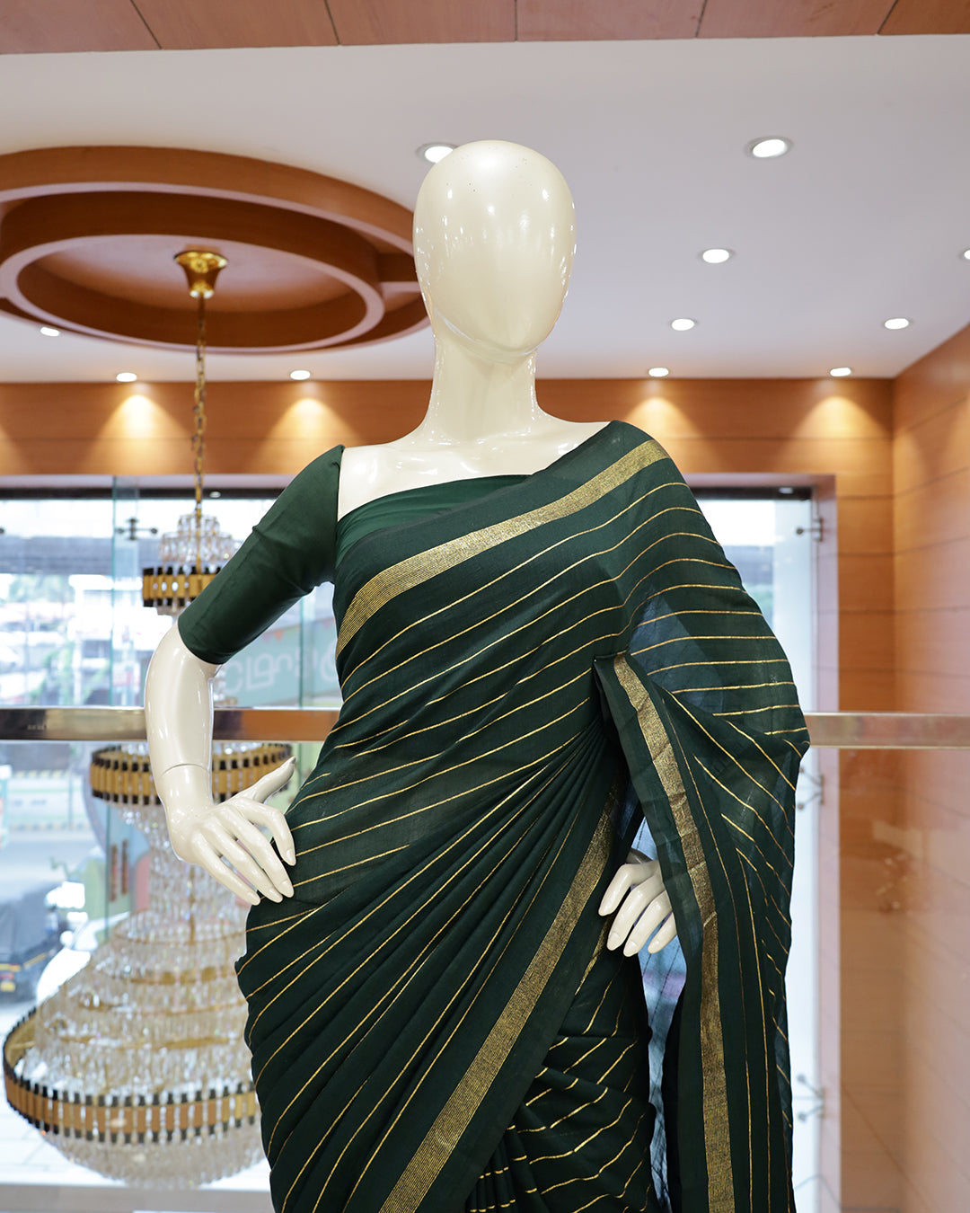 Vichitra Silk Sarees with Golden Stripes - G201