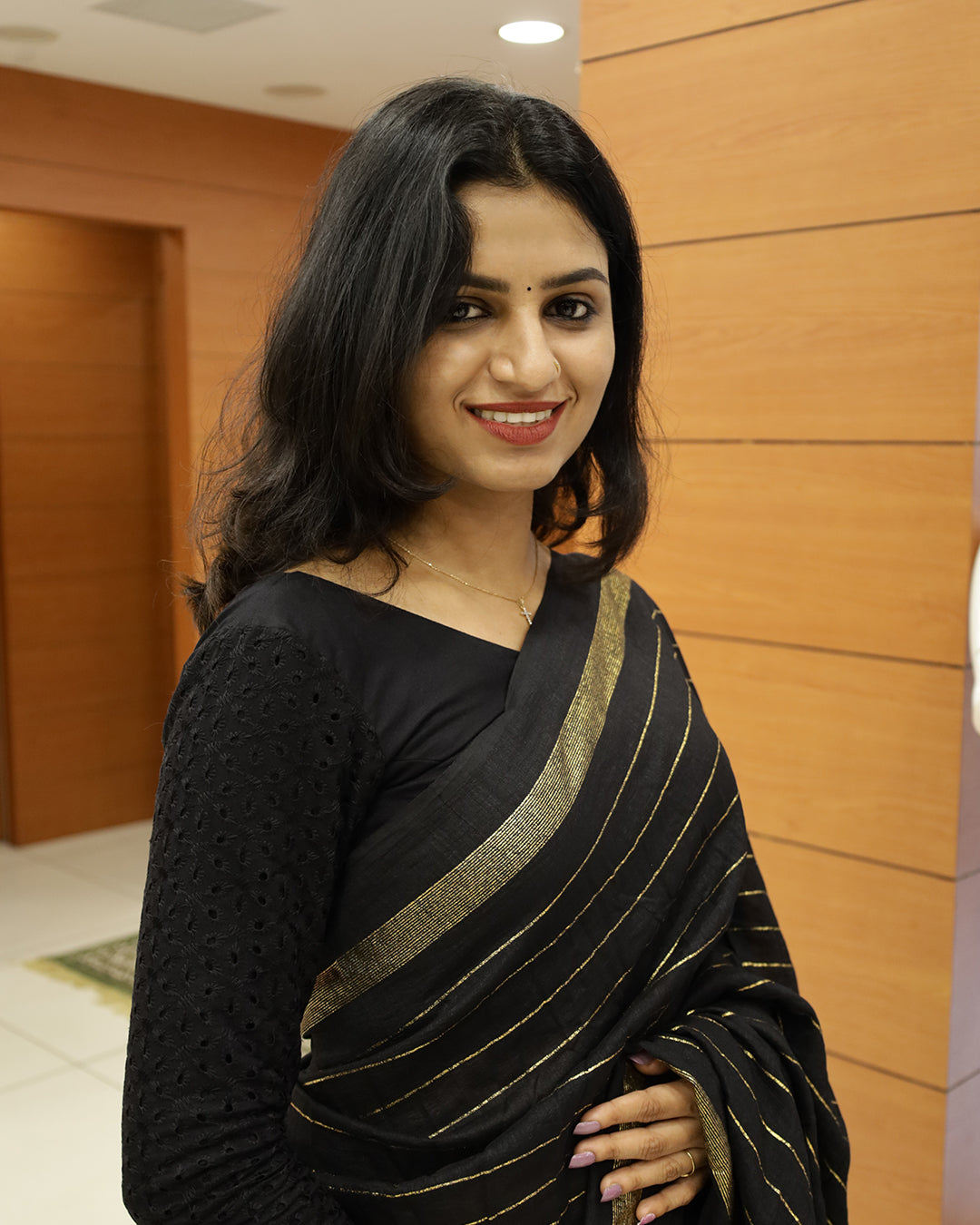 Vichitra Silk Sarees with Golden Stripes - G201