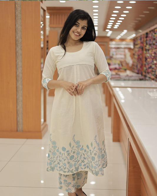 Women's Onam Special Floral Print Co-ord Set -G328