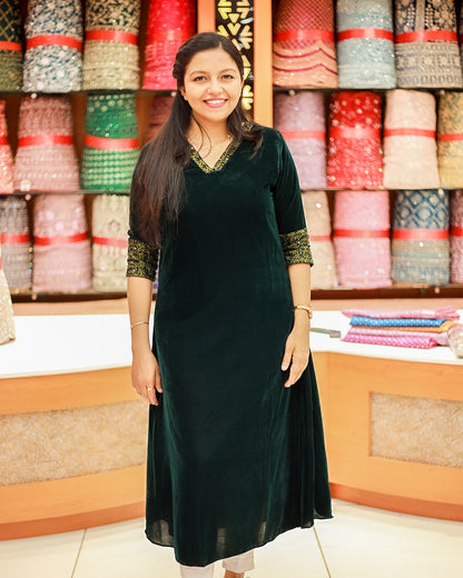 Women's Velvet Kurthi - 1226