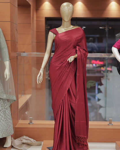 Diwali Special Plain Saree with Tone to tone Embroidery Blouse -D15