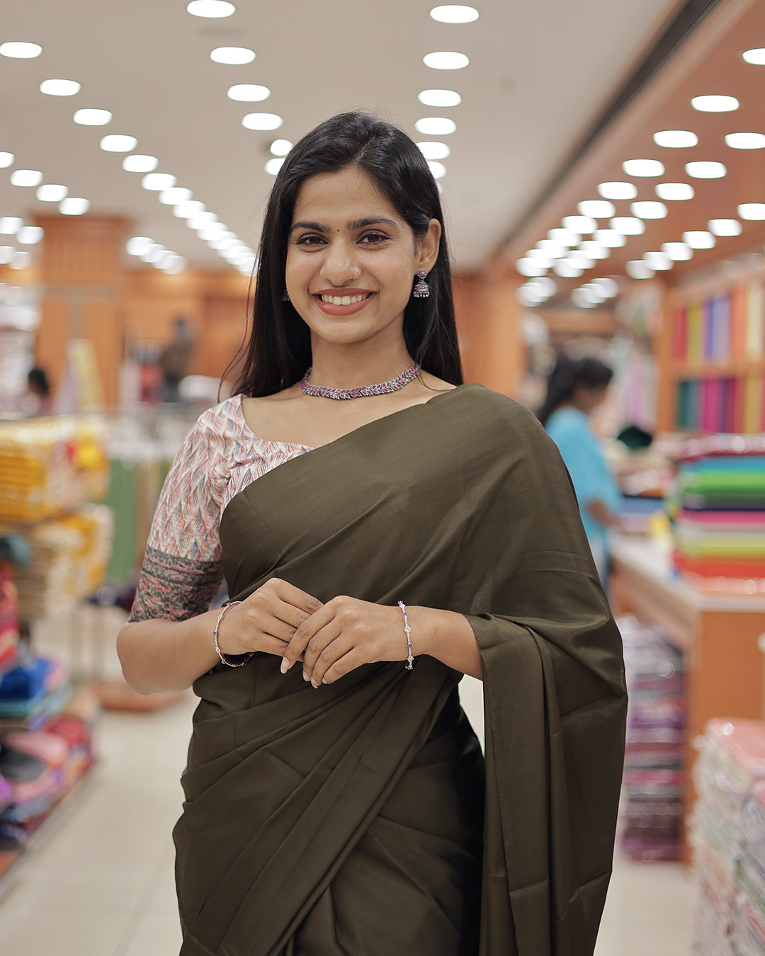 Diwali Special Plain Saree with Brocade Blouse -D16