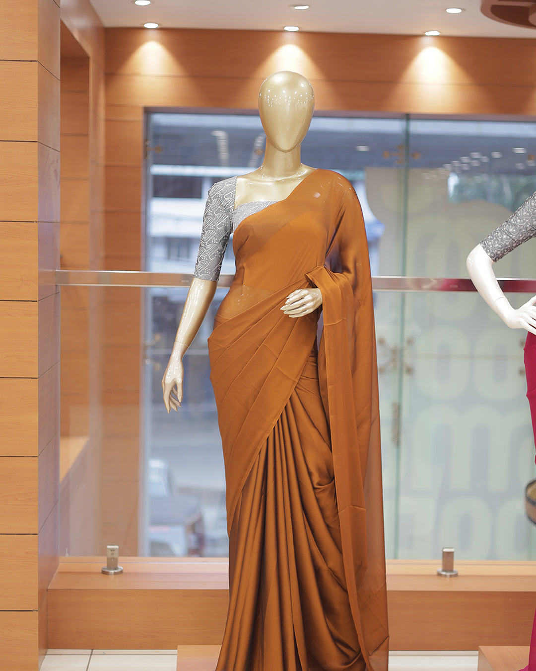 Diwali Special Blackberry Silk Plain Saree with Contrast Embroidery Blouse -D19