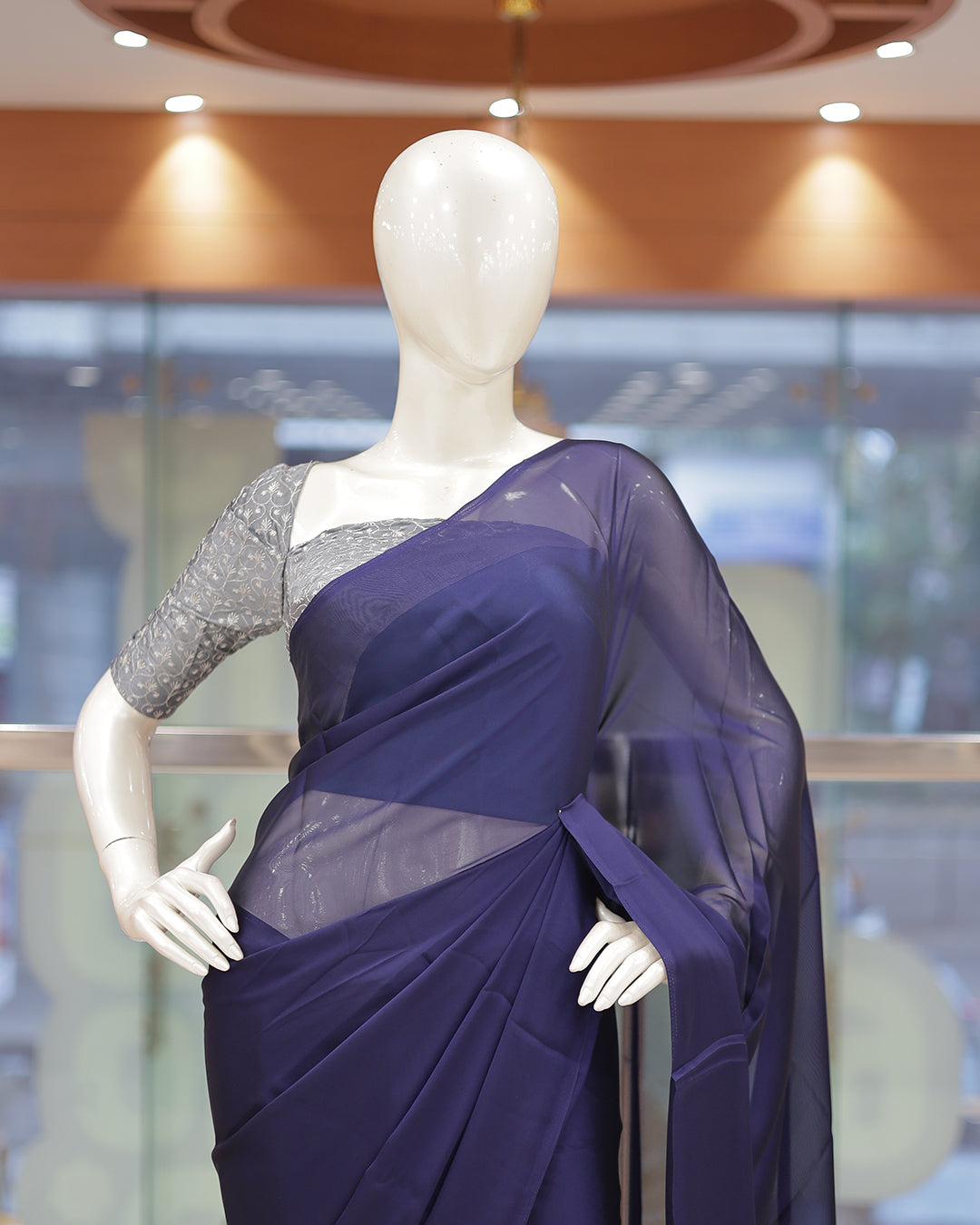 Diwali Special Blackberry Silk Plain Saree with Contrast Embroidery Blouse -D19