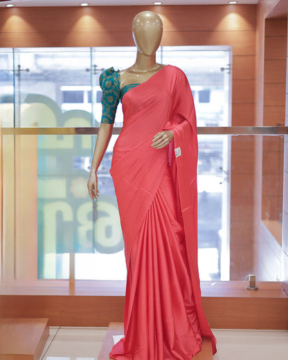 Diwali Special Blackberry Silk Plain Saree with Tone to tone Embroidery Blouse -D20(D)