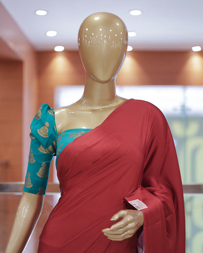 Diwali Special Blackberry Silk Plain Saree with Tone to tone Embroidery Blouse -D20(D)