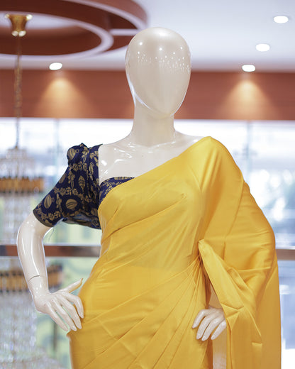 Diwali Special Blackberry Silk Plain Saree with Tone to tone Embroidery Blouse -D20(D)
