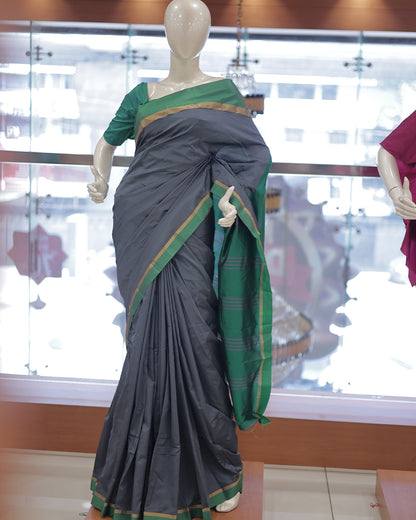 Diwali Special Arani Silk Plain Saree with Contrast Blouse Blouse -D26