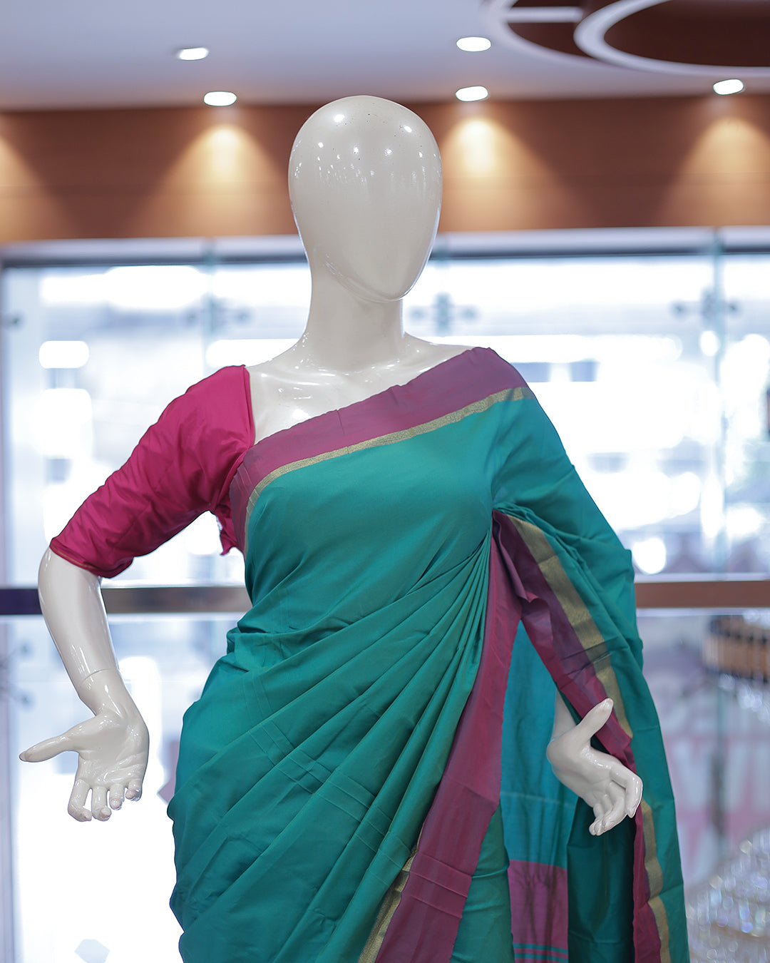 Diwali Special Arani Silk Plain Saree with Contrast Blouse Blouse -D26