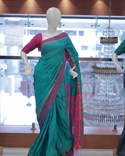 Diwali Special Arani Silk Plain Saree with Contrast Blouse Blouse -D26