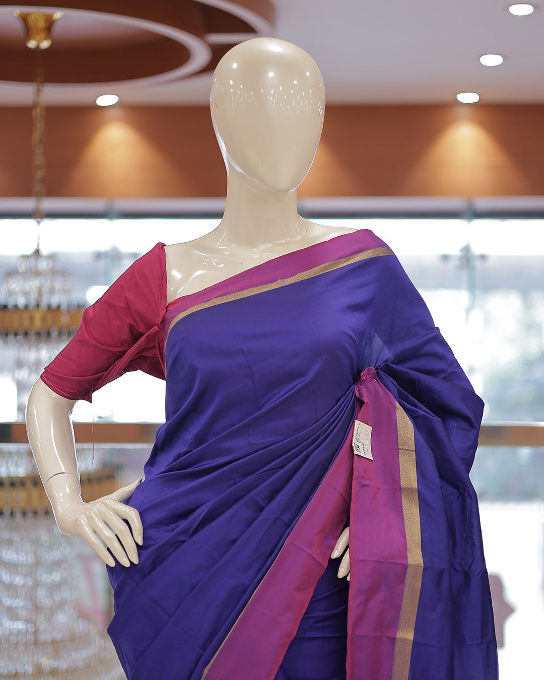 Diwali Special Arani Silk Plain Saree with Contrast Blouse Blouse -D26