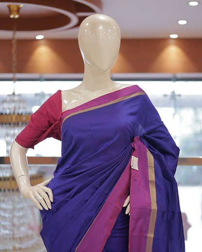 Diwali Special Arani Silk Plain Saree with Contrast Blouse Blouse -D26