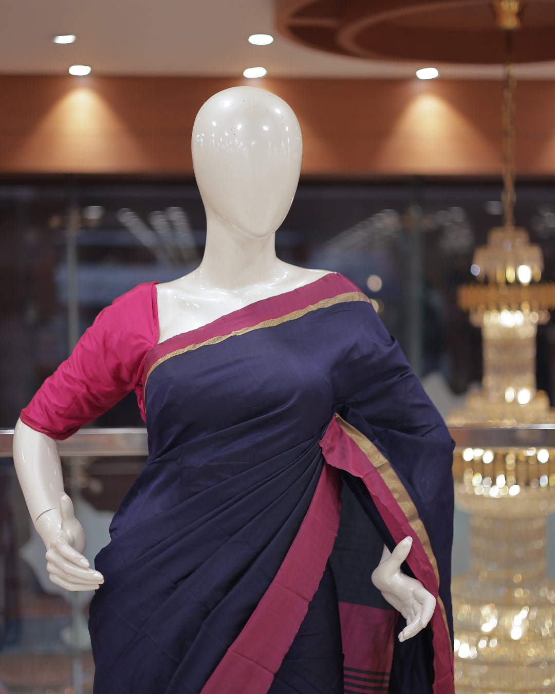 Diwali Special Arani Silk Plain Saree with Contrast Blouse Blouse -D26