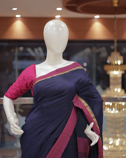 Diwali Special Arani Silk Plain Saree with Contrast Blouse Blouse -D26