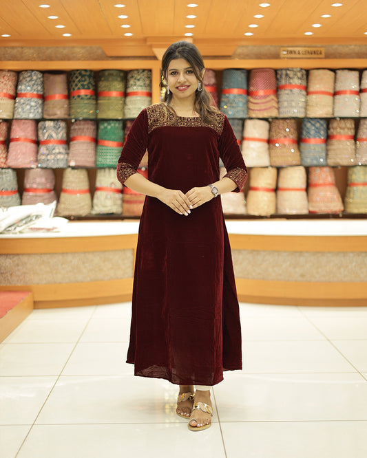 Women's Velvet Kurthi - G206