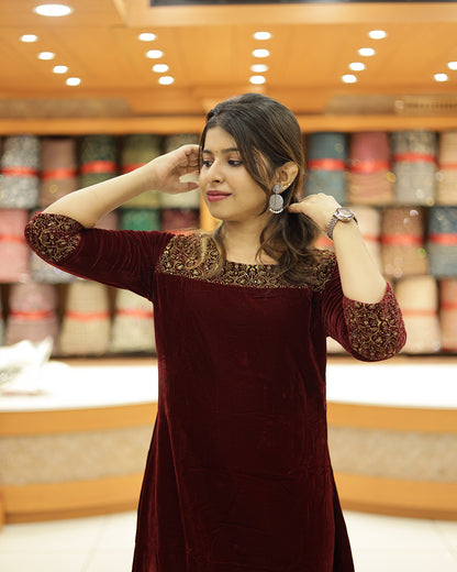 Women's Velvet Kurthi - G206