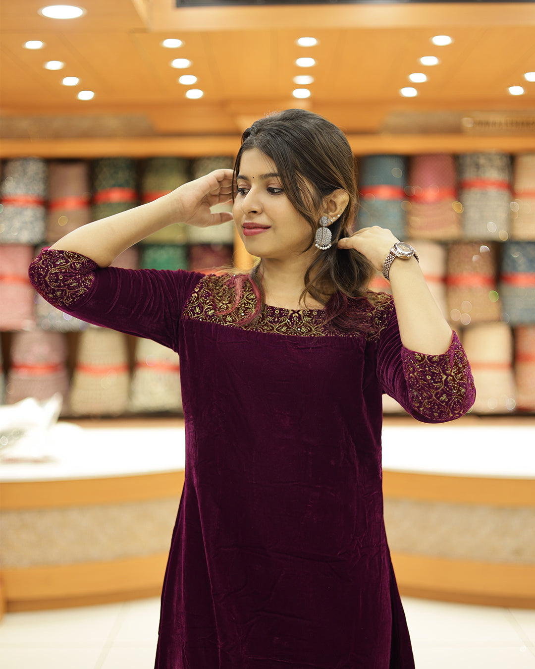 Women's Velvet Kurthi - G206