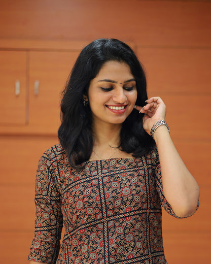 Women's Ajrakh Print Kurti - G222