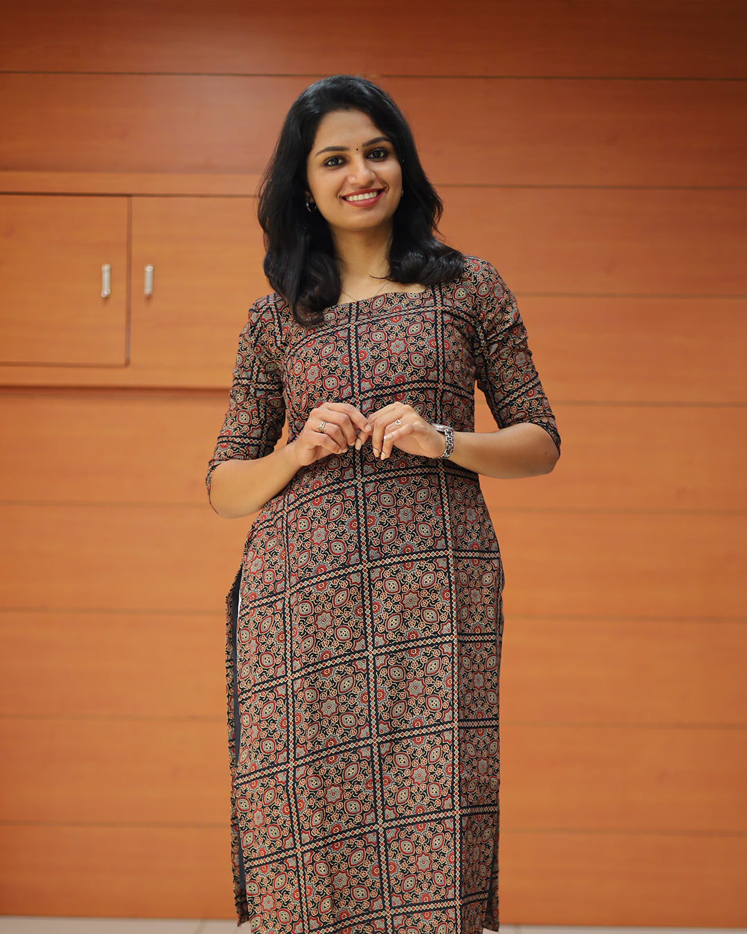 Women's Ajrakh Print Kurti - G222