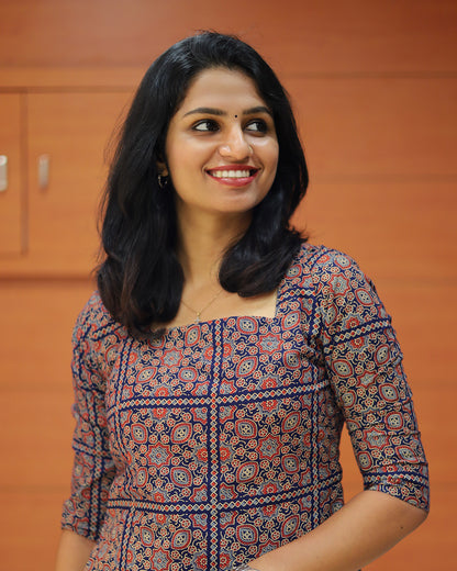 Women's Ajrakh Print Kurti - G222