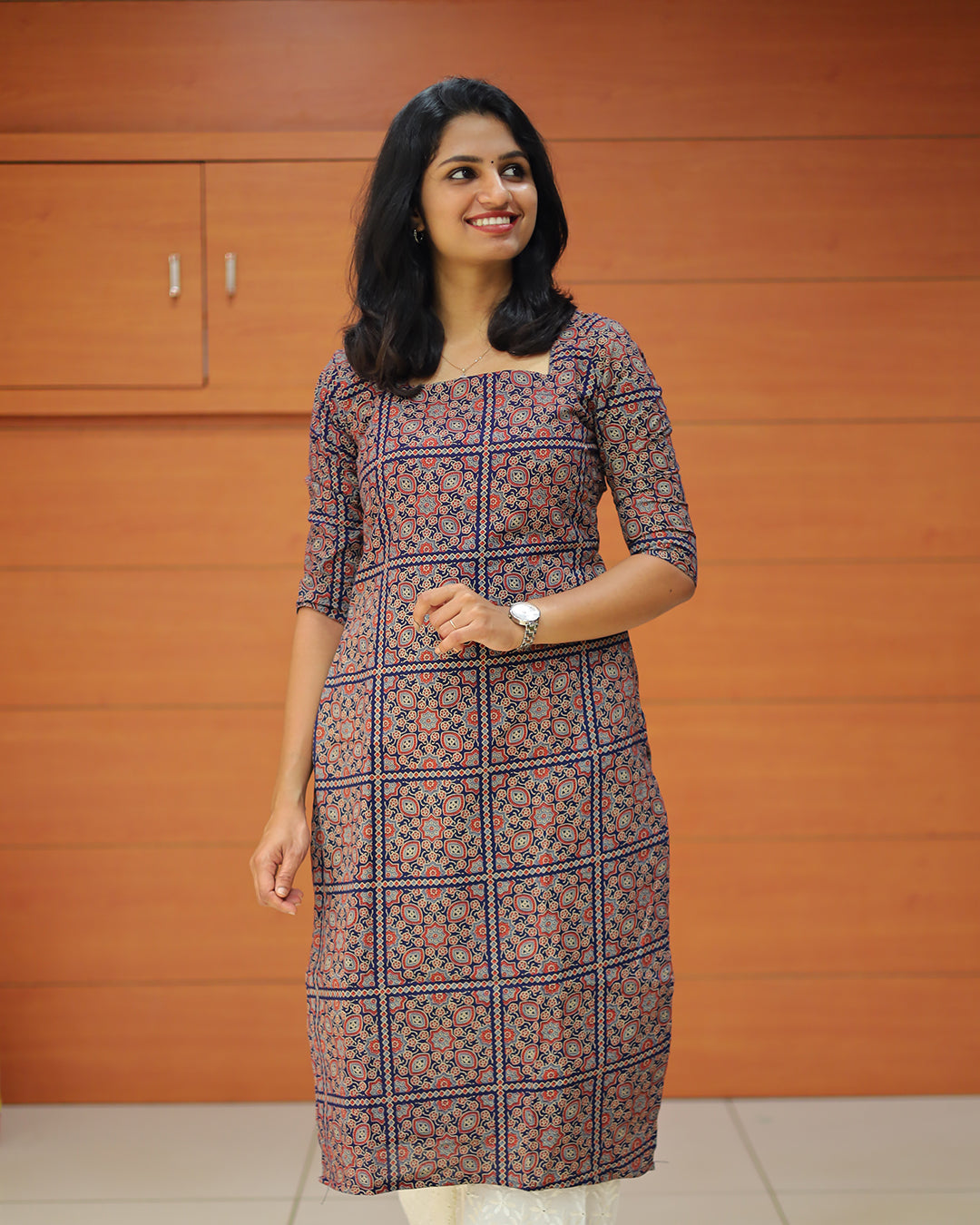 Women's Ajrakh Print Kurti - G222