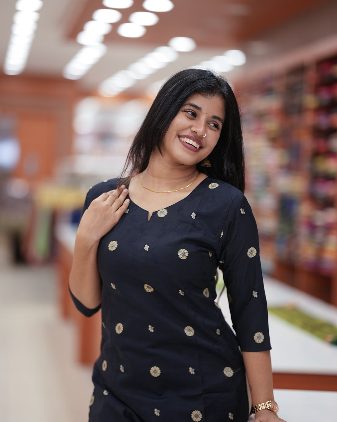 Women's Traditional Slitted Brocade Kurti-R238