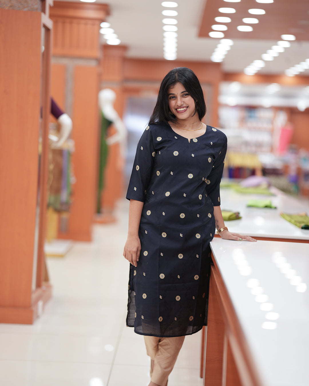 Women's Traditional Slitted Brocade Kurti-R238