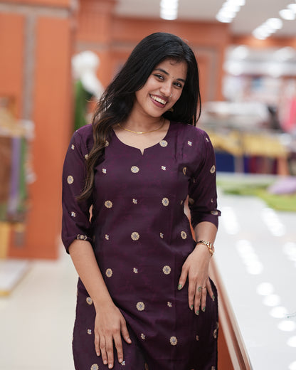 Women's Traditional Slitted Brocade Kurti-R238