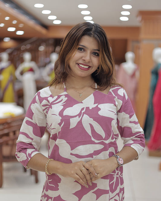 Women's Slitted kurti with tie up neck -R245