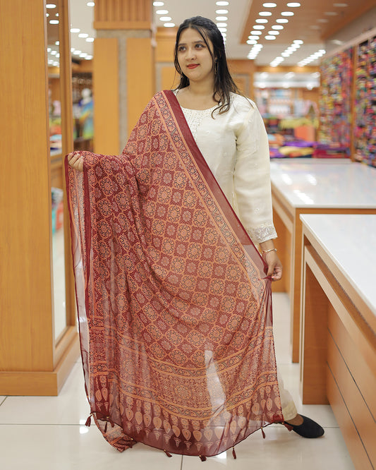 Women's Ajrak print Dupatta  -G271