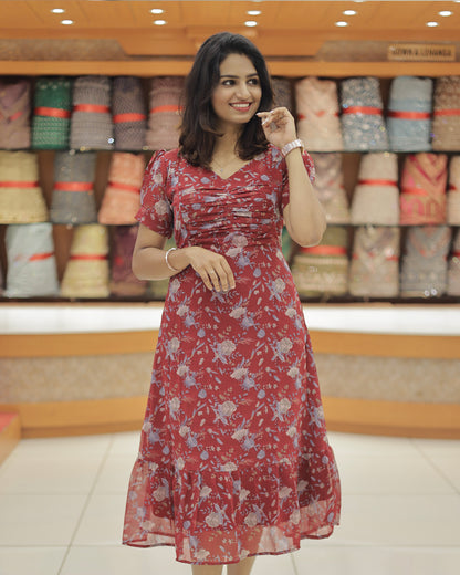 Women's Georgette PrintedFrock -G304