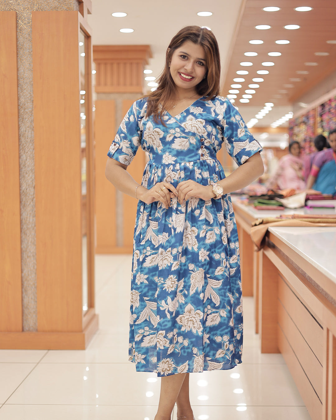 Wrap Style Floral Print Frock - G334