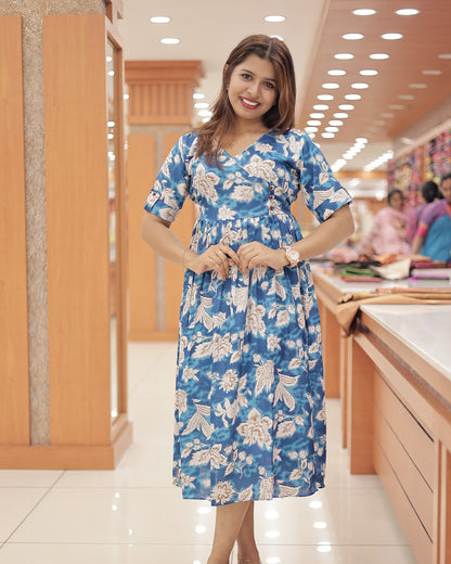 Wrap Style Floral Print Frock - G334
