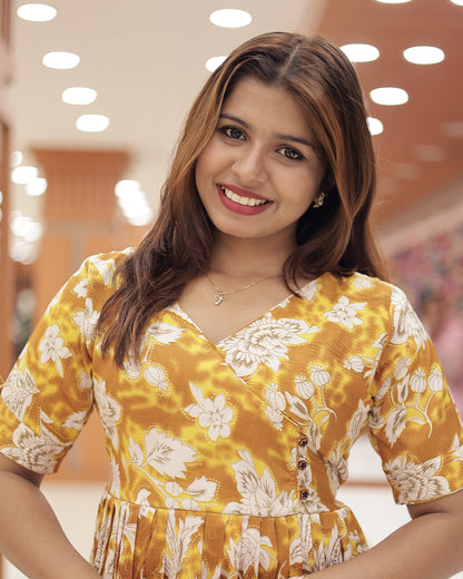 Wrap Style Floral Print Frock - G334