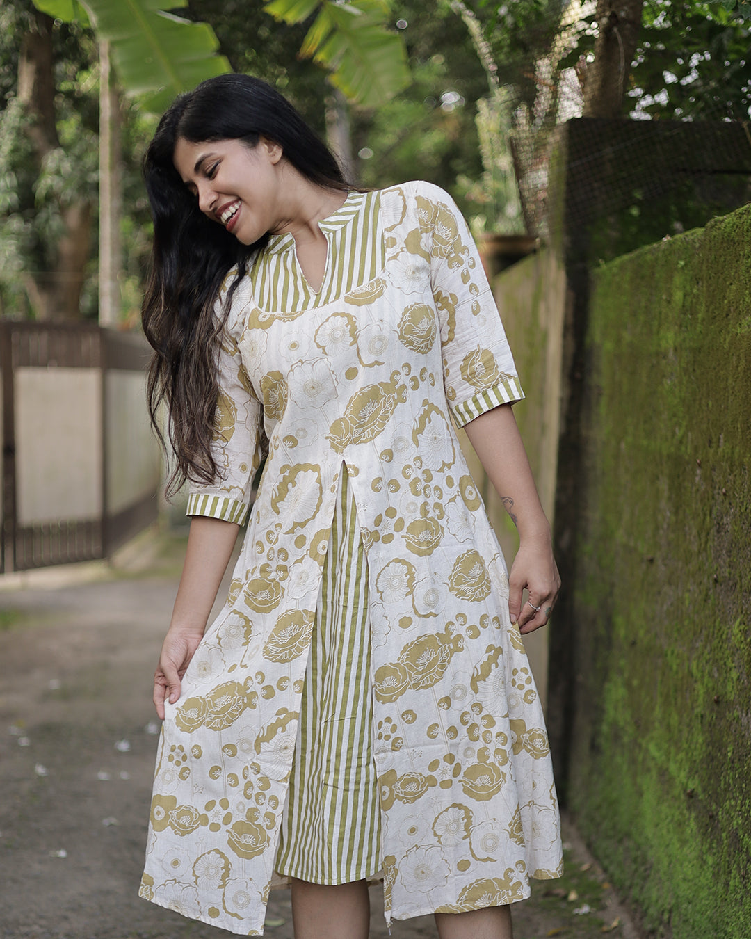 Women's Cotton Floral Kurti Dress -G341