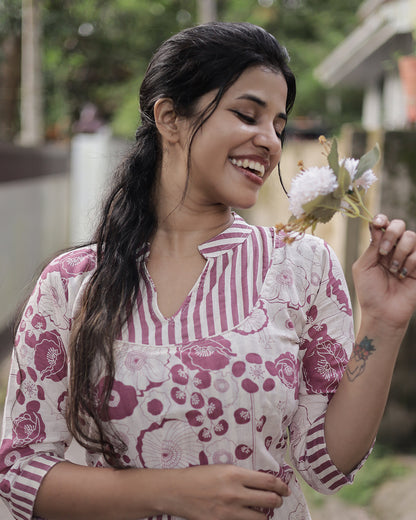 Women's Cotton Floral Kurti Dress -G341