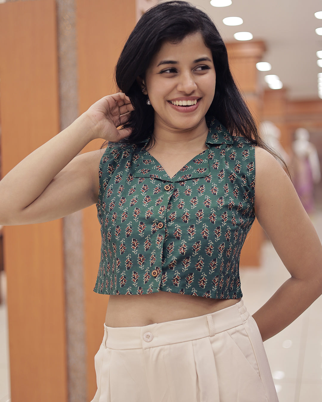 Women's Frond open Crop Top -1422